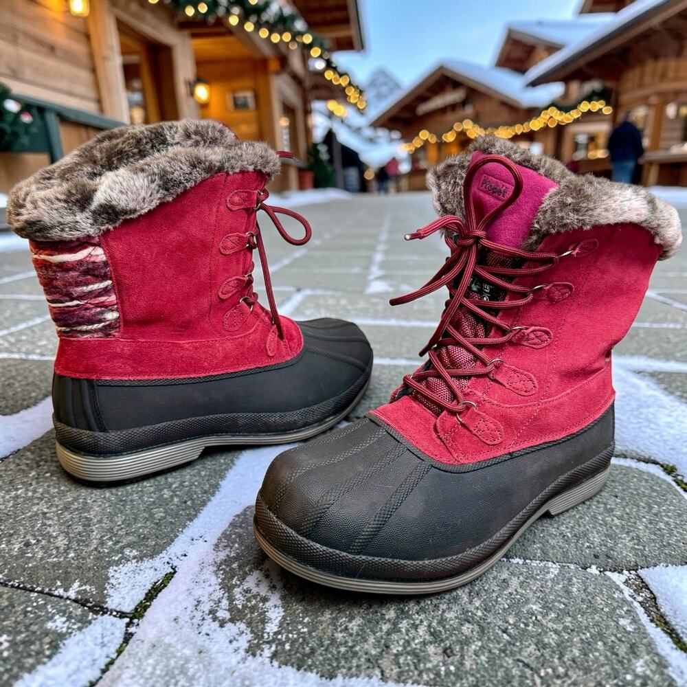 ⭐️Propet Women's 10 Burgundy Suede Leather Lumi Tall Lace Up Winter Snow Boots